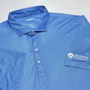 Johnnie-O Performance Golf Jersey Polo Size Mens Large Blue Geometric Cube Print